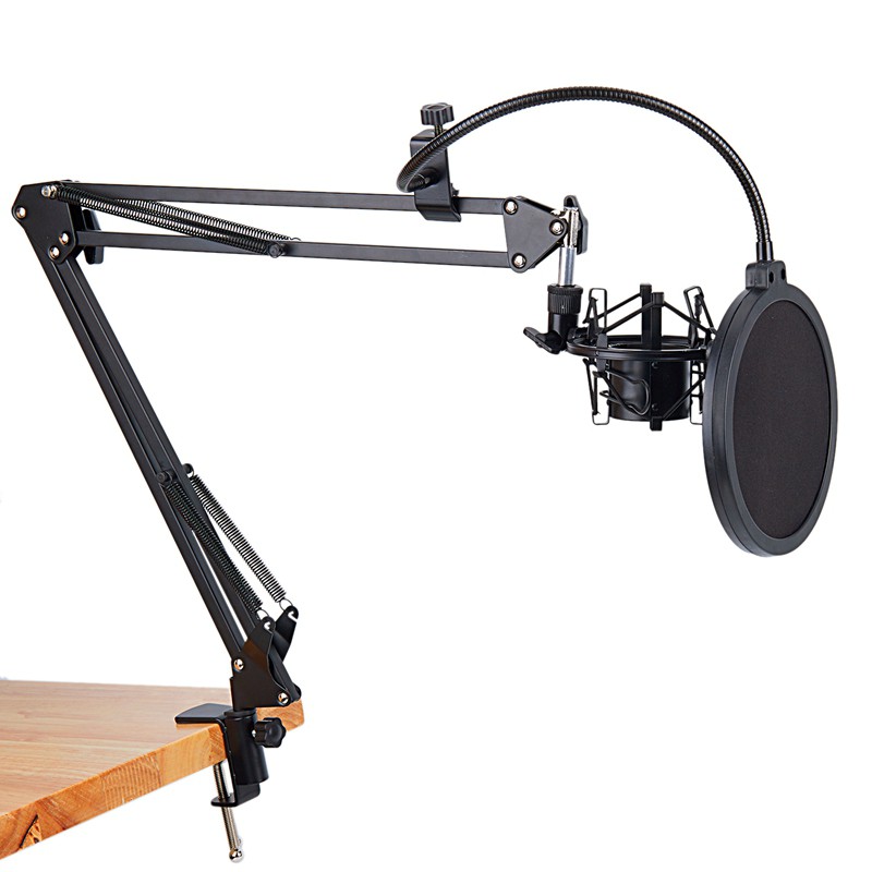 Professional Recording Microphone Table Stand for Dynamic And Condenser Mic - Black